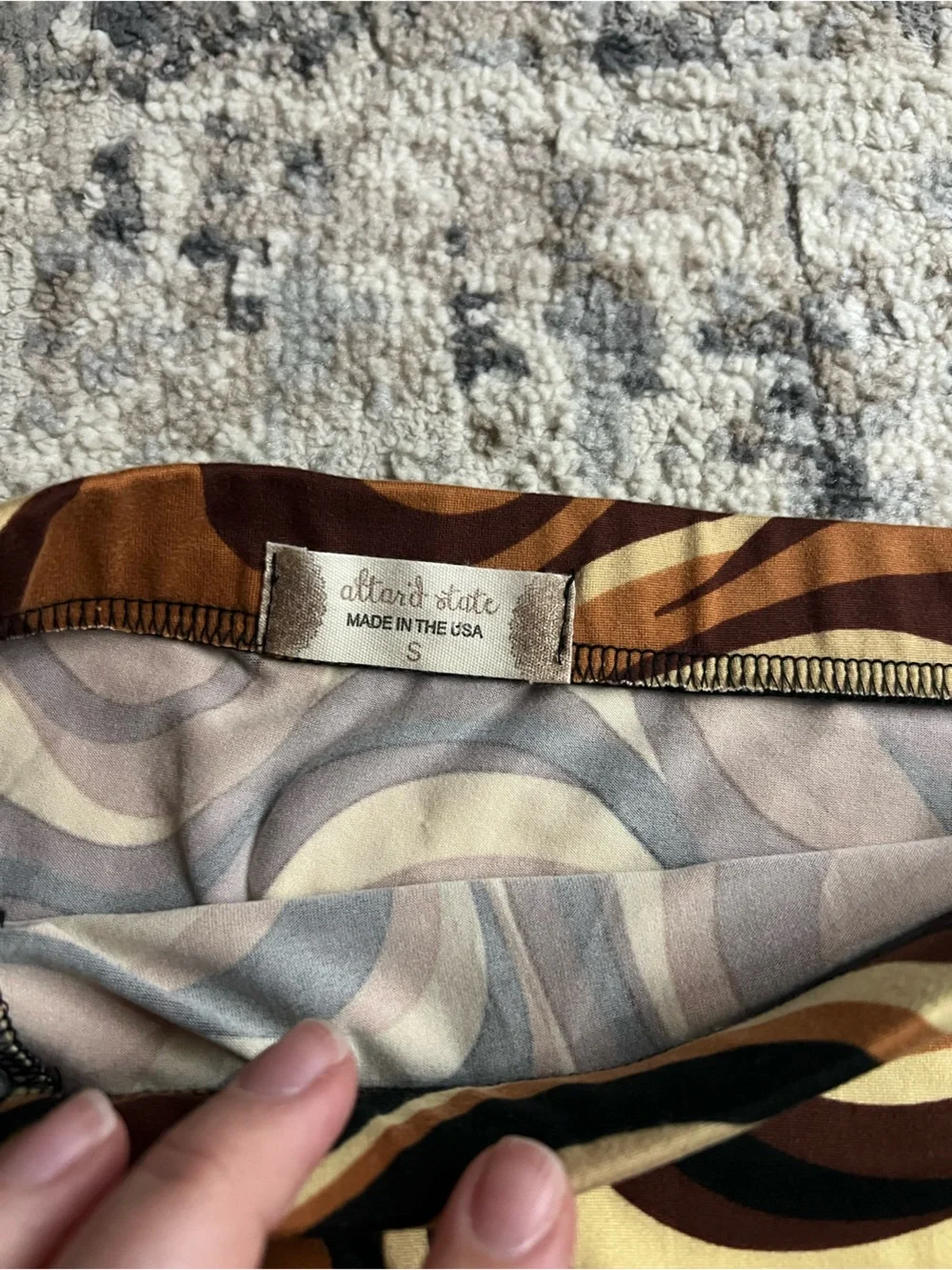 Altar'd State Swirl Print‎ Mini Skirt in Brown, Cream & Black